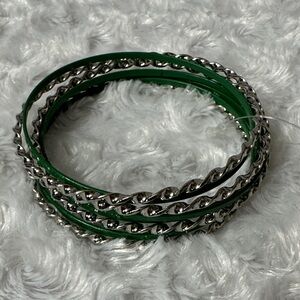 Green and Silver Women's Bracelet Set